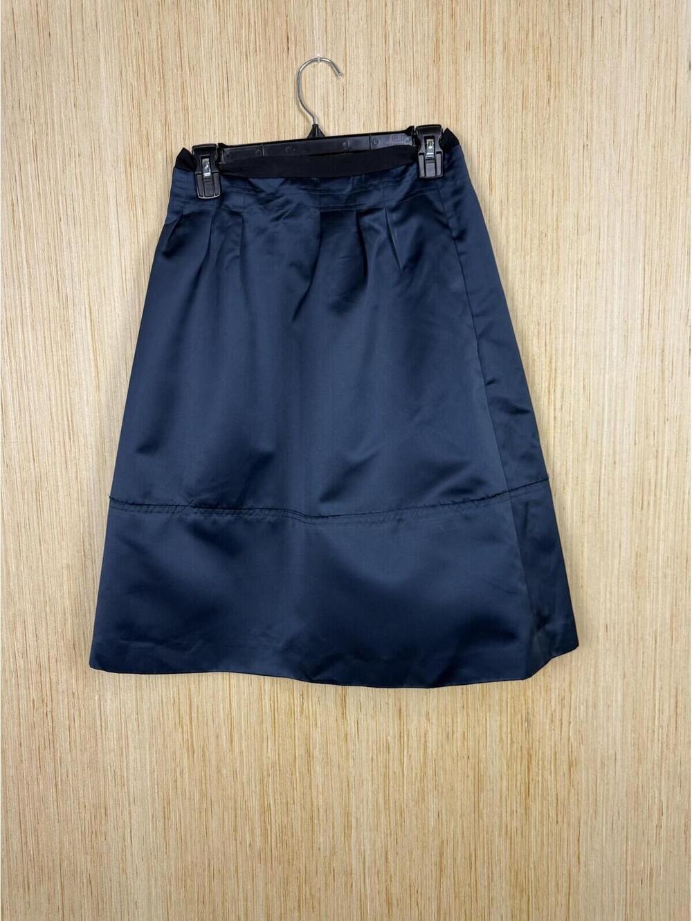 Madewell Skirt Womens Medium Blue Satin A-Line Exposed Zip Lined Knee Length